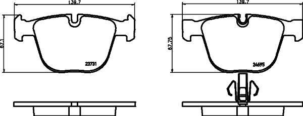 HELLA 8DB 355 026-301 - Комплект спирачно феродо, дискови спирачки vvparts.bg