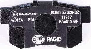 HELLA 8DB 355 020-021 - Комплект спирачно феродо, дискови спирачки vvparts.bg