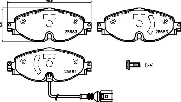 HELLA 8DB 355 020-191 - Комплект спирачно феродо, дискови спирачки vvparts.bg