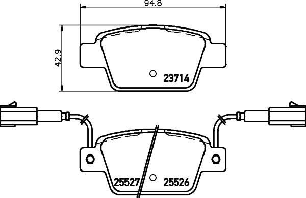 HELLA 8DB 355 020-181 - Комплект спирачно феродо, дискови спирачки vvparts.bg