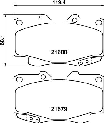 HELLA 8DB 355 020-811 - Комплект спирачно феродо, дискови спирачки vvparts.bg