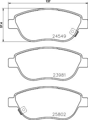 HELLA 8DB 355 020-881 - Комплект спирачно феродо, дискови спирачки vvparts.bg