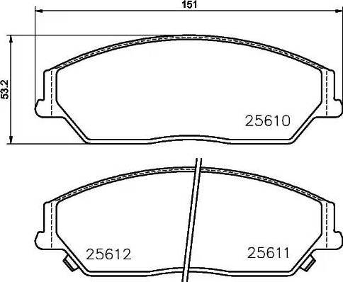 HELLA 8DB 355 020-741 - Комплект спирачно феродо, дискови спирачки vvparts.bg