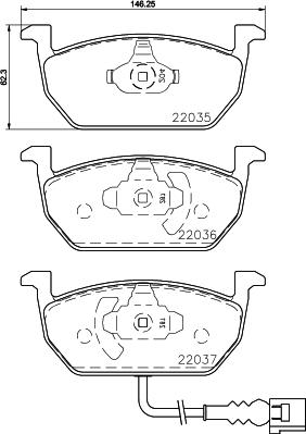 HELLA 8DB 355 021-951 - Комплект спирачно феродо, дискови спирачки vvparts.bg