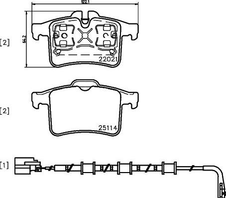 HELLA 8DB 355 021-561 - Комплект спирачно феродо, дискови спирачки vvparts.bg