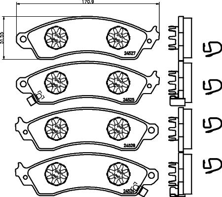 HELLA 8DB 355 021-031 - Комплект спирачно феродо, дискови спирачки vvparts.bg