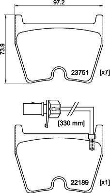 HELLA 8DB 355 023-081 - Комплект спирачно феродо, дискови спирачки vvparts.bg