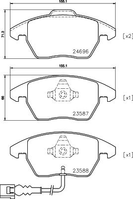 HELLA 8DB 355 023-161 - Комплект спирачно феродо, дискови спирачки vvparts.bg