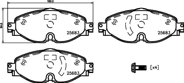 HELLA 8DB 355 023-171 - Комплект спирачно феродо, дискови спирачки vvparts.bg