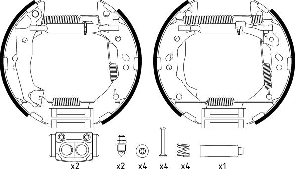 HELLA 8DB 355 022-631 - Комплект спирачна челюст vvparts.bg