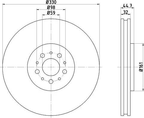 HELLA 8DD 355 109-381 - Спирачен диск vvparts.bg