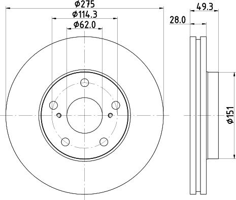 HELLA 8DD 355 104-931 - Спирачен диск vvparts.bg