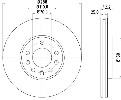 HELLA 8DD 355 104-681 - Спирачен диск vvparts.bg