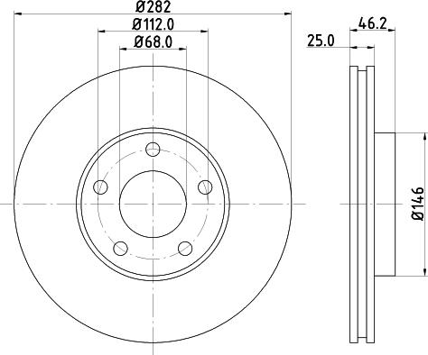 HELLA 8DD 355 105-551 - Спирачен диск vvparts.bg