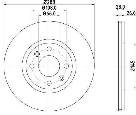 HELLA 8DD 355 105-051 - Спирачен диск vvparts.bg