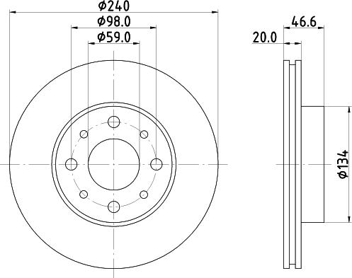 HELLA 8DD 355 105-881 - Спирачен диск vvparts.bg