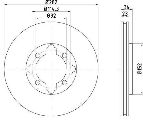 HELLA 8DD 355 105-301 - Спирачен диск vvparts.bg