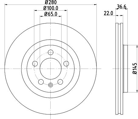 HELLA 8DD 355 105-381 - Спирачен диск vvparts.bg