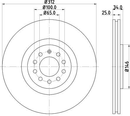 HELLA 8DD 355 106-732 - Спирачен диск vvparts.bg