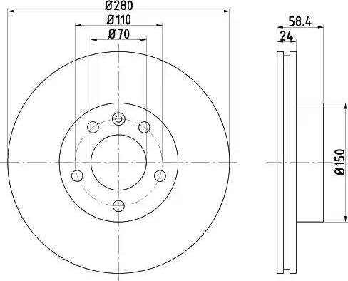 HELLA 8DD 355 101-511 - Спирачен диск vvparts.bg