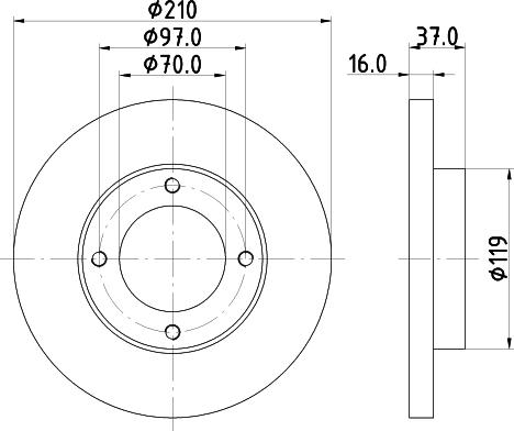 HELLA 8DD 355 108-491 - Спирачен диск vvparts.bg