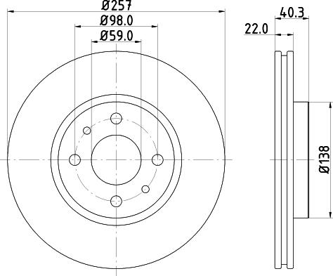 HELLA 8DD 355 103-971 - Спирачен диск vvparts.bg