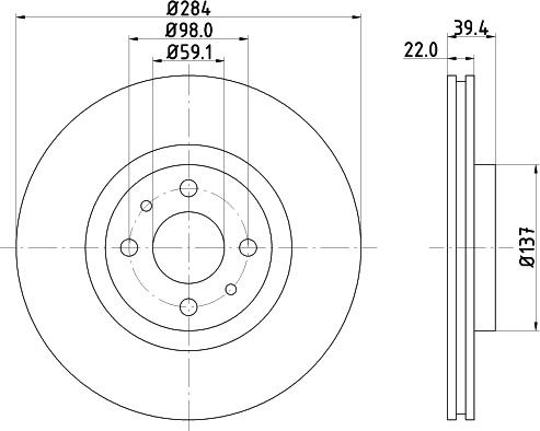 HELLA 8DD 355 102-531 - Спирачен диск vvparts.bg