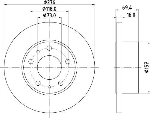 HELLA 8DD 355 107-411 - Спирачен диск vvparts.bg