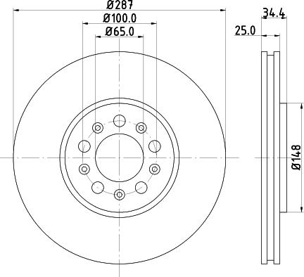 HELLA 8DD 355 107-611 - Спирачен диск vvparts.bg