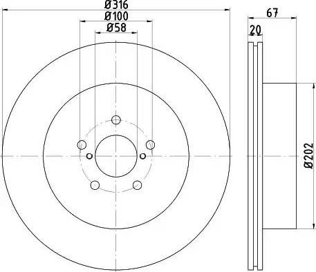 HELLA 8DD 355 115-131 - Спирачен диск vvparts.bg