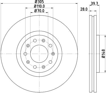 HELLA 8DD 355 116-631 - Спирачен диск vvparts.bg