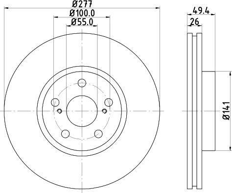 HELLA 8DD 355 111-631 - Спирачен диск vvparts.bg