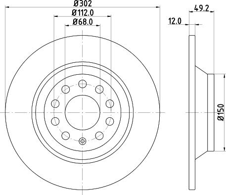 HELLA 8DD 355 111-182 - Спирачен диск vvparts.bg