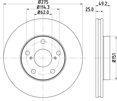 HELLA 8DD 355 118-691 - Спирачен диск vvparts.bg