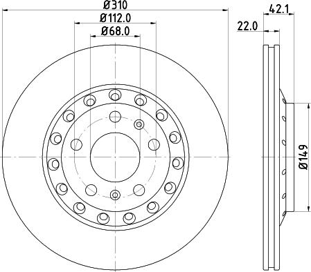 HELLA 8DD 355 113-342 - Спирачен диск vvparts.bg