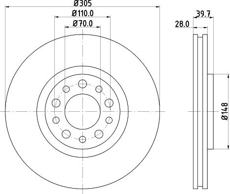 HELLA 8DD 355 112-511 - Спирачен диск vvparts.bg