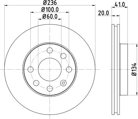 HELLA 8DD 355 129-881 - Спирачен диск vvparts.bg