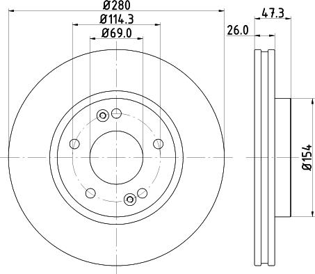 HELLA 8DD 355 129-711 - Спирачен диск vvparts.bg