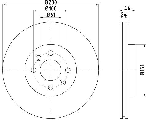 HELLA 8DD 355 124-951 - Спирачен диск vvparts.bg