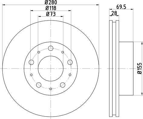 HELLA 8DD 355 124-901 - Спирачен диск vvparts.bg