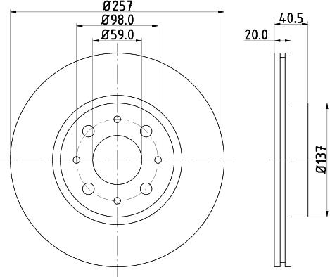 HELLA 8DD 355 124-621 - Спирачен диск vvparts.bg