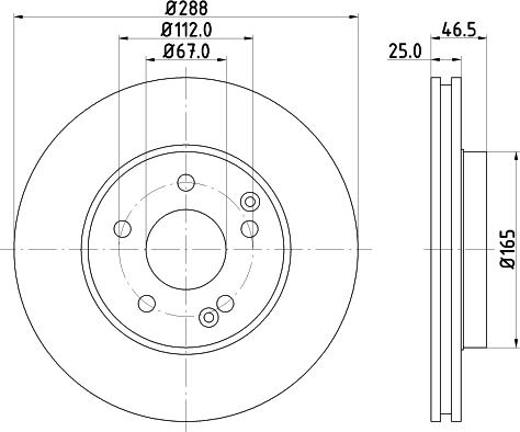 HELLA 8DD 355 124-021 - Спирачен диск vvparts.bg