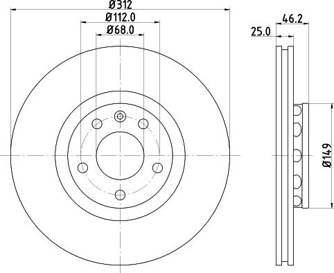 HELLA 8DD 355 124-131 - Спирачен диск vvparts.bg