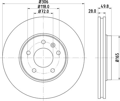 HELLA 8DD 355 124-831 - Спирачен диск vvparts.bg