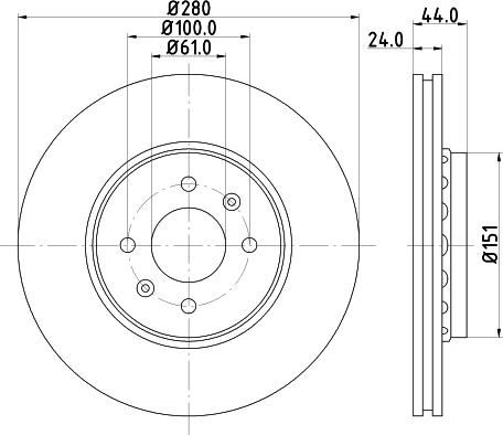 HELLA 8DD 355 126-811 - Спирачен диск vvparts.bg