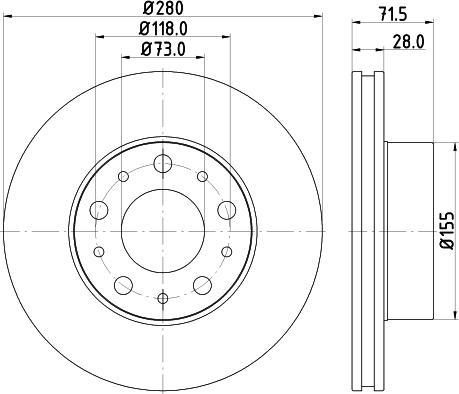 HELLA 8DD 355 126-831 - Спирачен диск vvparts.bg