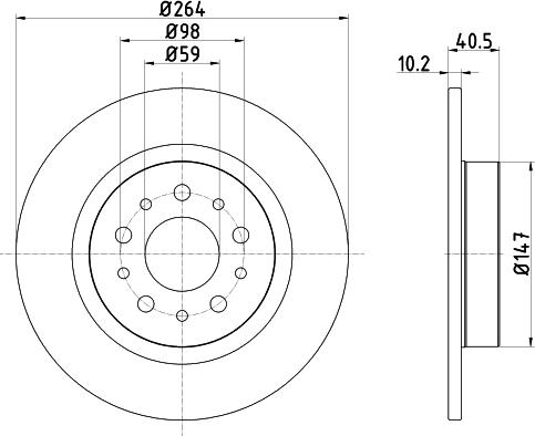 HELLA 8DD 355 120-931 - Спирачен диск vvparts.bg