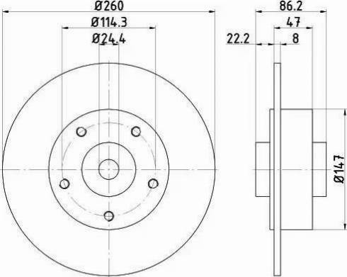 HELLA 8DD 355 120-101 - Спирачен диск vvparts.bg