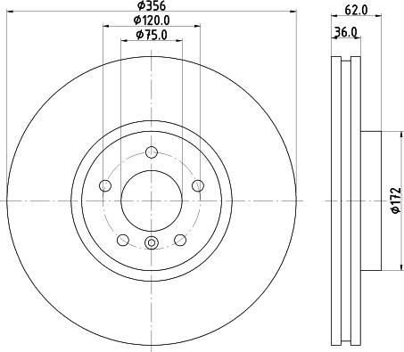 HELLA 8DD 355 122-812 - Спирачен диск vvparts.bg