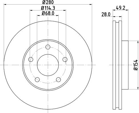 HELLA 8DD 355 127-681 - Спирачен диск vvparts.bg